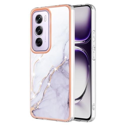 

For OPPO Reno12 Pro Global Electroplating Marble Dual-side IMD Phone Case(White 006)