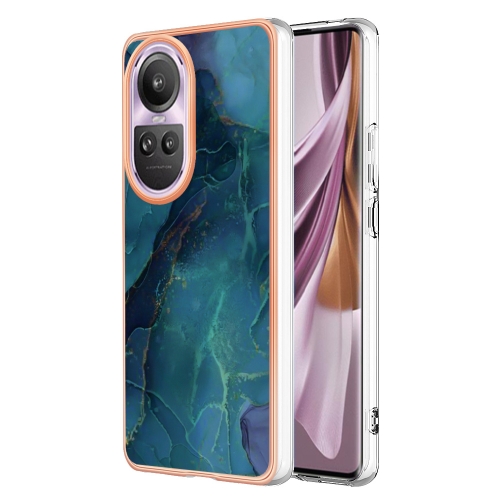 

For OPPO Reno10 Pro 5G Global Electroplating Marble Dual-side IMD Phone Case(Green 017)