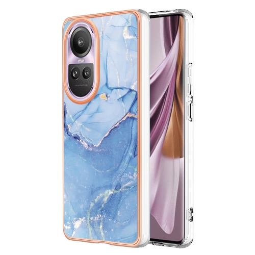 

For OPPO Reno10 Pro 5G Global Electroplating Marble Dual-side IMD Phone Case(Blue 018)