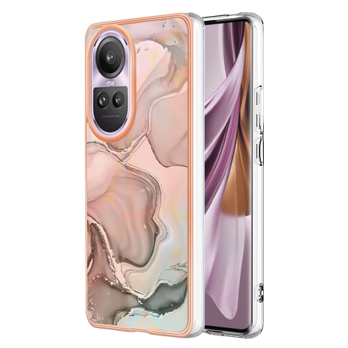 

For OPPO Reno10 Pro 5G Global Electroplating Marble Dual-side IMD Phone Case(Rose Gold 015)