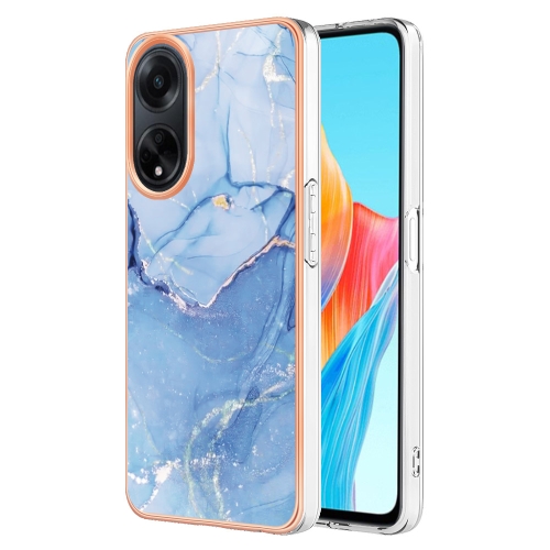 

For OPPO A98 Electroplating Marble Dual-side IMD Phone Case(Blue 018)