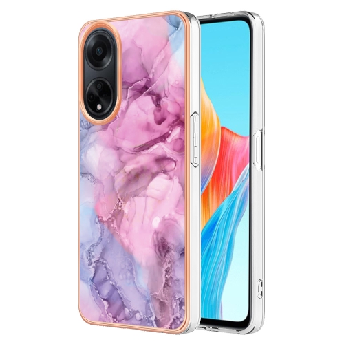 

For OPPO A98 Electroplating Marble Dual-side IMD Phone Case(Pink 013)