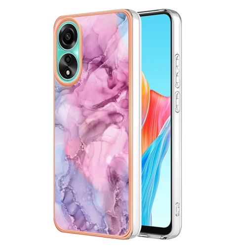 

For OPPO A78 4G Electroplating Marble Dual-side IMD Phone Case(Pink 013)