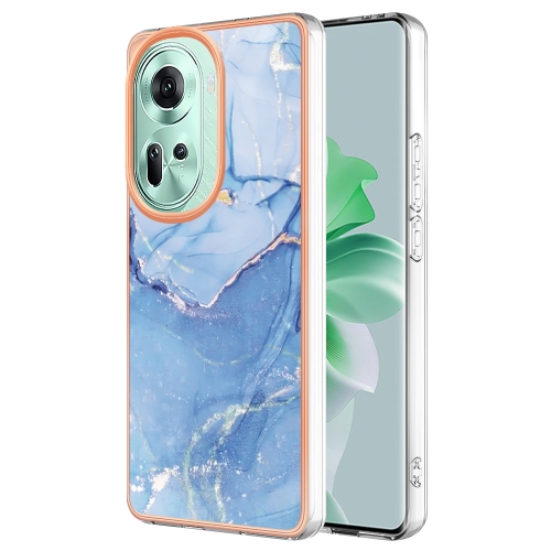 

For OPPO Reno11 5G Global Electroplating Marble Dual-side IMD Phone Case(Blue 018)