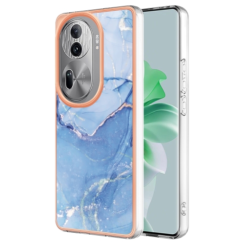

For OPPO Reno11 Pro 5G Global Electroplating Marble Dual-side IMD Phone Case(Blue 018)