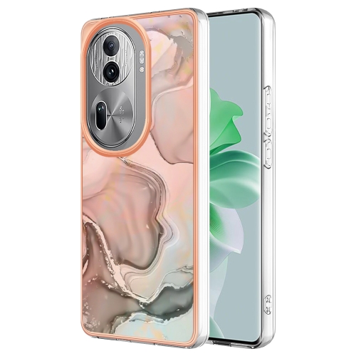 

For OPPO Reno11 Pro 5G Global Electroplating Marble Dual-side IMD Phone Case(Rose Gold 015)
