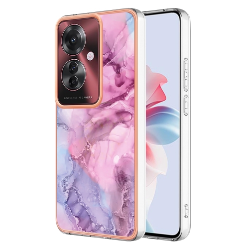 

For OPPO Reno11 F 5G Global Electroplating Marble Dual-side IMD Phone Case(Pink 013)