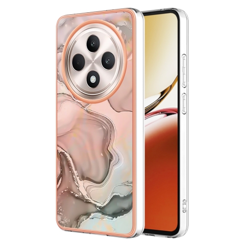 

For OPPO Reno12 F 5G Electroplating Marble Dual-side IMD Phone Case(Rose Gold 015)