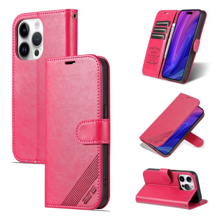 

For iPhone 15 Pro AZNS Sheepskin Texture Flip Leather Phone Case(Red)