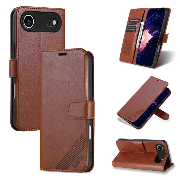 

For iPhone 17 Air AZNS Sheepskin Texture Flip Leather Phone Case(Brown)