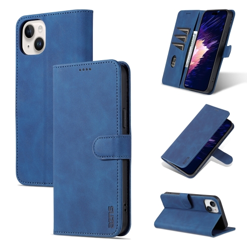 

For iPhone 15 Plus AZNS Skin Feel Calf Texture Flip Leather Phone Case(Blue)
