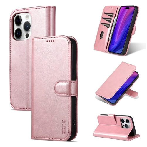 

For iPhone 15 Pro AZNS Skin Feel Calf Texture Flip Leather Phone Case(Rose Gold)