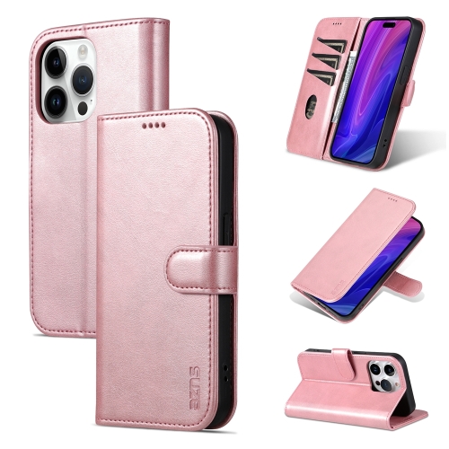 

For iPhone 15 Pro Max AZNS Skin Feel Calf Texture Flip Leather Phone Case(Rose Gold)