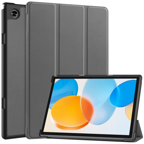 

For Teclast M40 Pro 2023 Custer Pure Color 3-Fold Holder Leather Tablet Case(Grey)