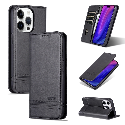 

For iPhone 15 Pro Max AZNS Magnetic Calf Texture Flip Leather Phone Case(Black)