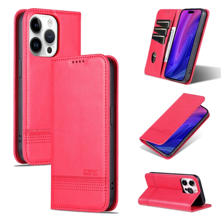 

For iPhone 15 Pro AZNS Magnetic Calf Texture Flip Leather Phone Case(Red)