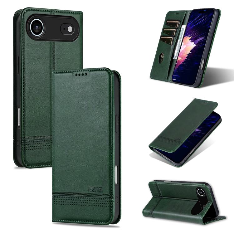 

For iPhone 17 Air AZNS Magnetic Calf Texture Flip Leather Phone Case(Dark Green)