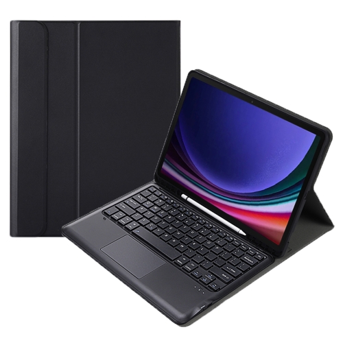 полноразмерные meters ov1 b connect black For Samsung Galaxy Tab S9 FE+ A810B-A Touch Pad Detachable Bluetooth Keyboard Leather Tablet Case(Black)