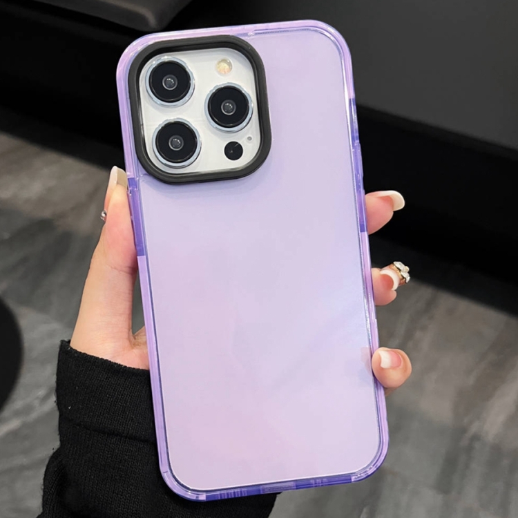 

For iPhone 13 Pro Max 2 in 1 Fluorescent Transparent TPU Phone Case(Purple)