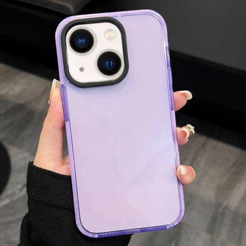 

For iPhone 13 2 in 1 Fluorescent Transparent TPU Phone Case(Purple)