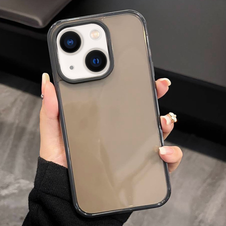 

For iPhone 13 2 in 1 Fluorescent Transparent TPU Phone Case(Black)
