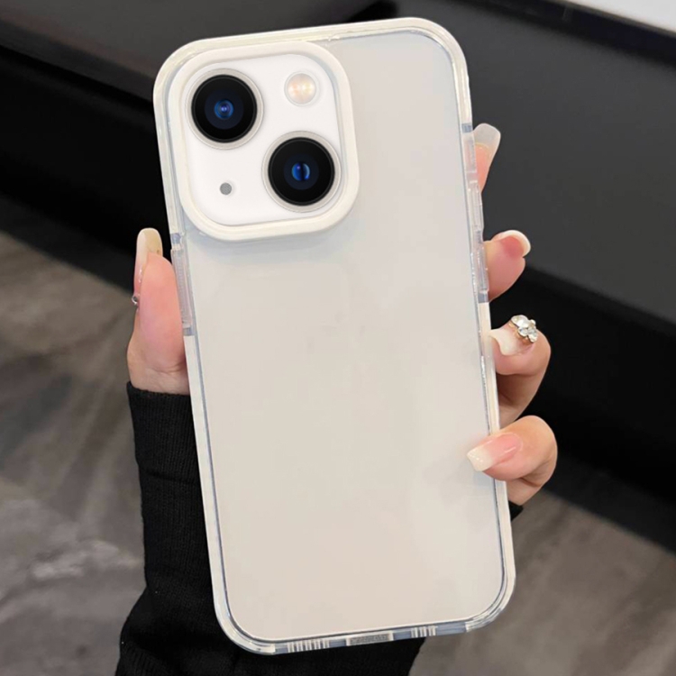 

For iPhone 13 2 in 1 Fluorescent Transparent TPU Phone Case(White)