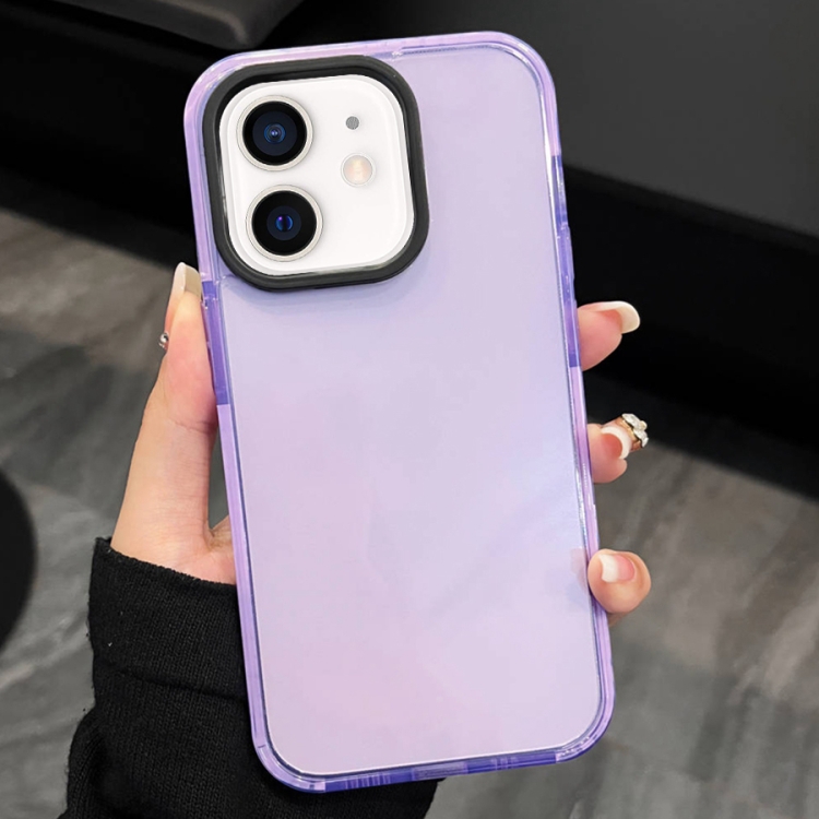

For iPhone 12 2 in 1 Fluorescent Transparent TPU Phone Case(Purple)