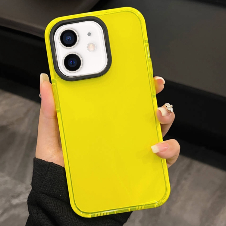 

For iPhone 12 2 in 1 Fluorescent Transparent TPU Phone Case(Yellow)