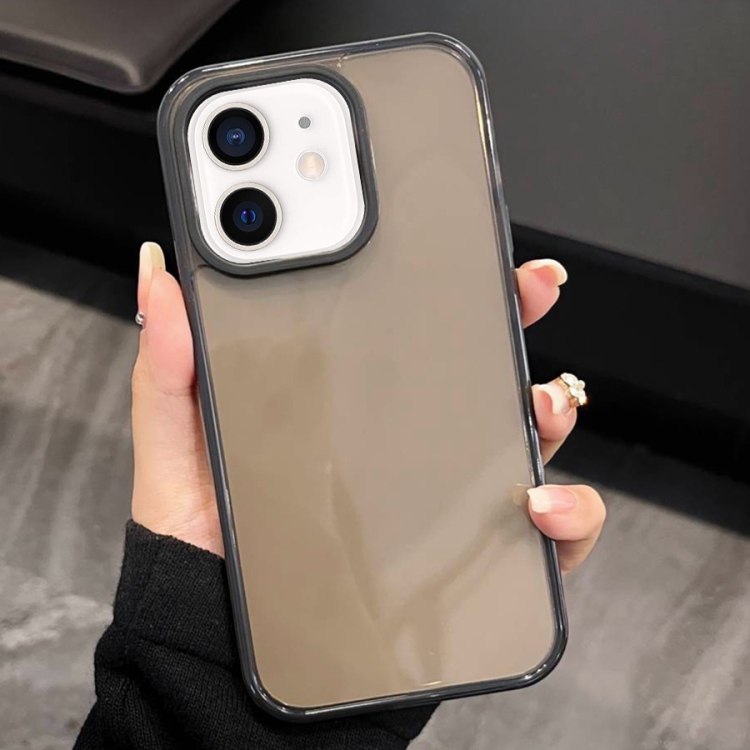

For iPhone 12 2 in 1 Fluorescent Transparent TPU Phone Case(Black)
