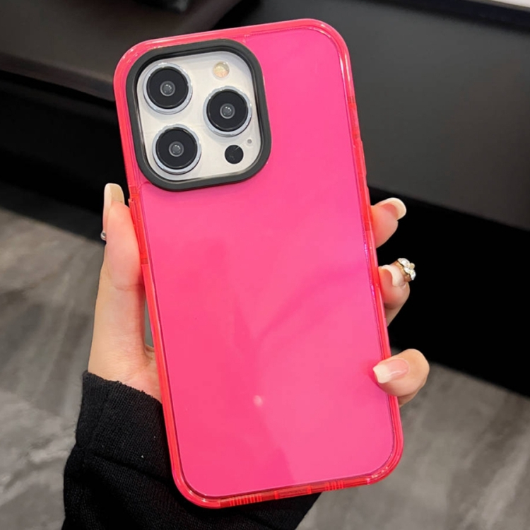 

For iPhone 12 Pro Max 2 in 1 Fluorescent Transparent TPU Phone Case(Rose Red)