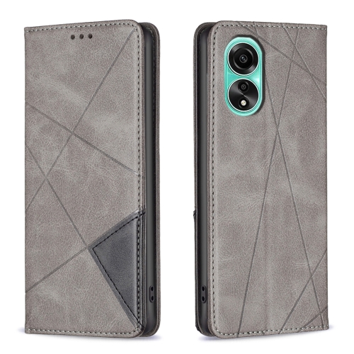 

For OPPO A78 4G Prismatic Invisible Magnetic Leather Phone Case(Grey)