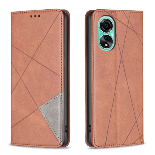 

For OPPO A78 4G Prismatic Invisible Magnetic Leather Phone Case(Brown)