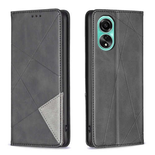 

For OPPO A78 4G Prismatic Invisible Magnetic Leather Phone Case(Black)