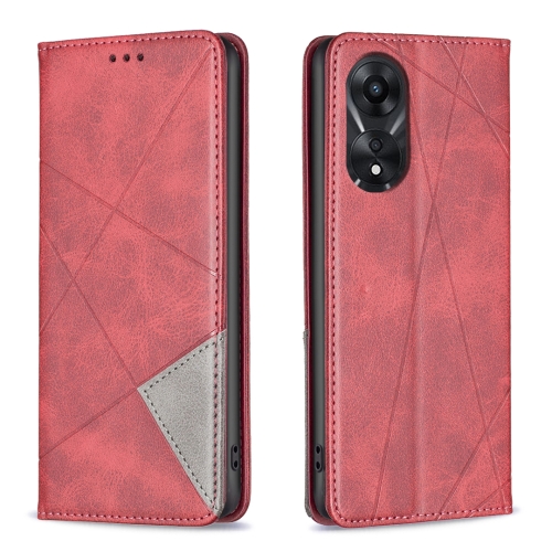 

For OPPO A78 5G Prismatic Invisible Magnetic Leather Phone Case(Red)