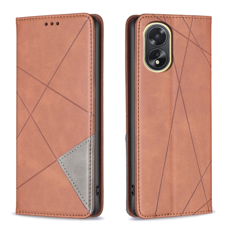 

For OPPO A38 4G Prismatic Invisible Magnetic Leather Phone Case(Brown)