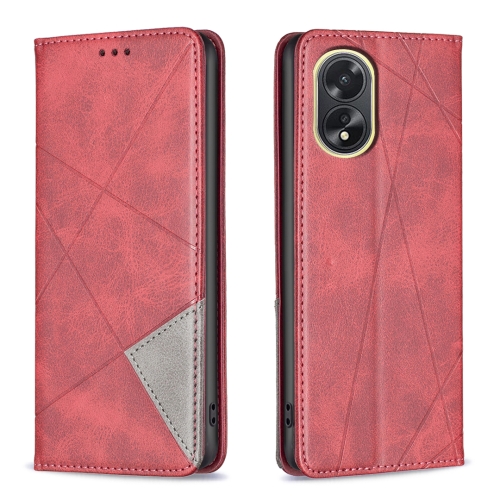 

For OPPO A38 4G Prismatic Invisible Magnetic Leather Phone Case(Red)