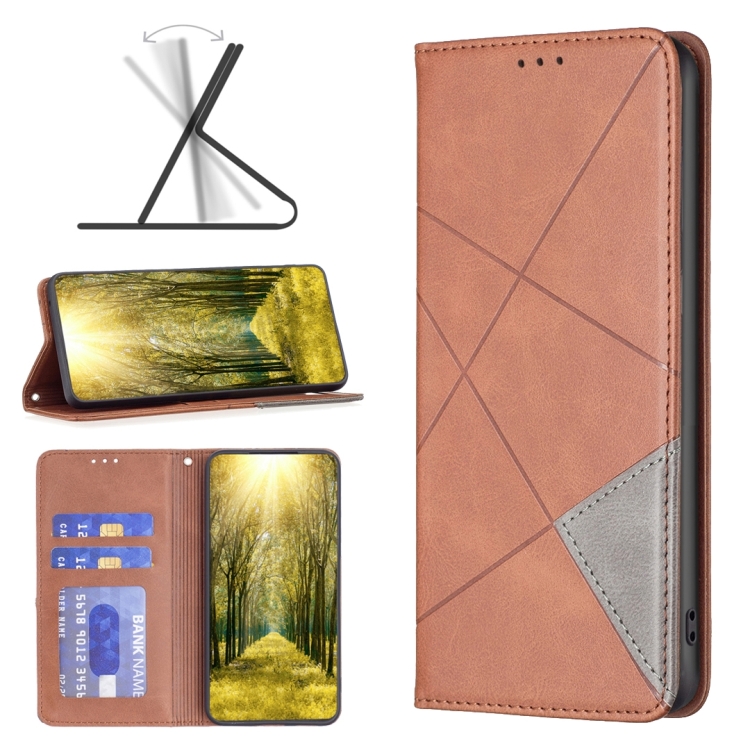 

For OPPO A98 5G Prismatic Invisible Magnetic Leather Phone Case(Brown)
