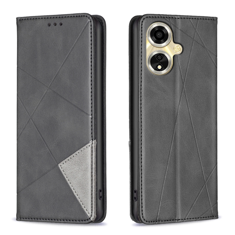 

For OPPO A59 5G Prismatic Invisible Magnetic Leather Phone Case(Black)