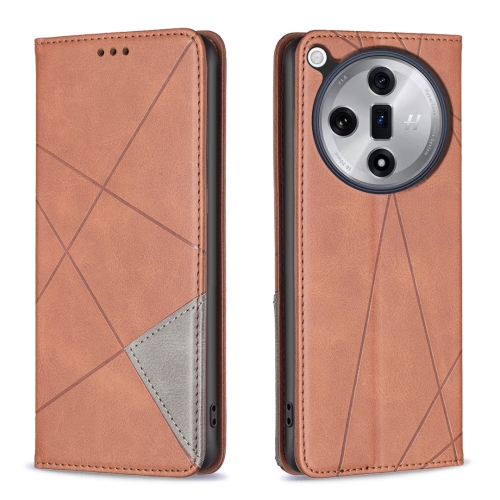 

For OPPO Find X7 Prismatic Invisible Magnetic Leather Phone Case(Brown)