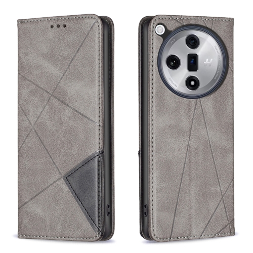 

For OPPO Find X7 Ultra Prismatic Invisible Magnetic Leather Phone Case(Grey)