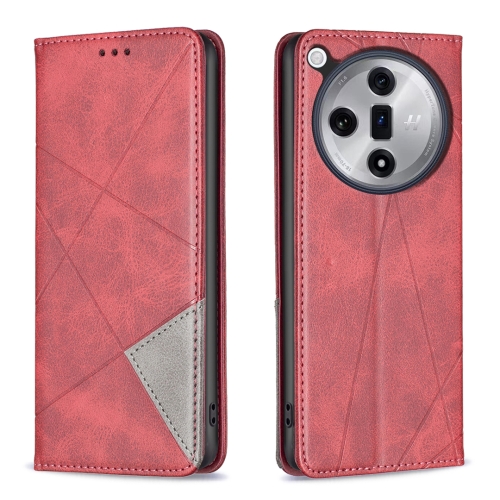 

For OPPO Find X7 Ultra Prismatic Invisible Magnetic Leather Phone Case(Red)