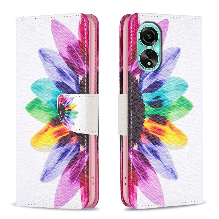 

For OPPO A78 4G Colored Drawing Pattern Leather Phone Case(Sun Flower)