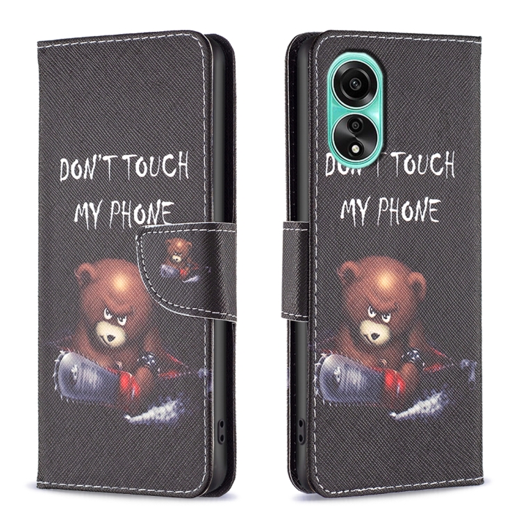 

For OPPO A78 4G Colored Drawing Pattern Leather Phone Case(Bear)