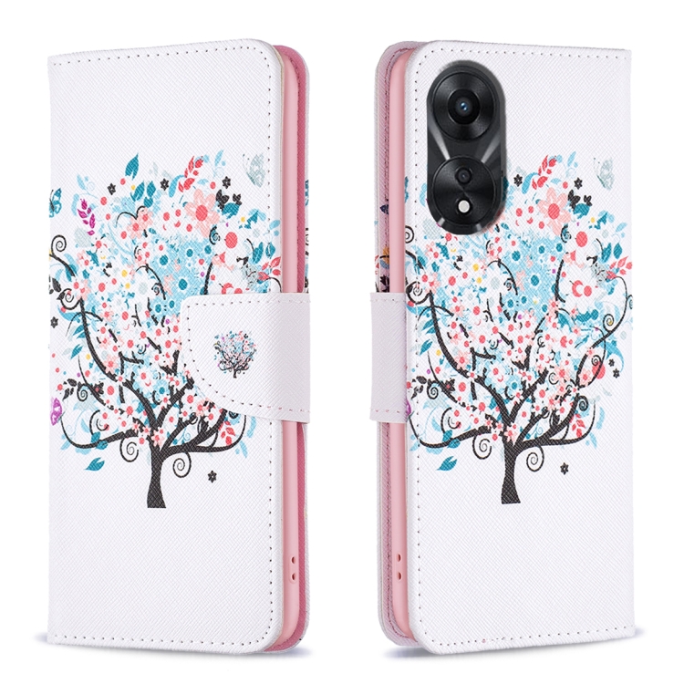

For OPPO A78 5G Colored Drawing Pattern Leather Phone Case(Tree)