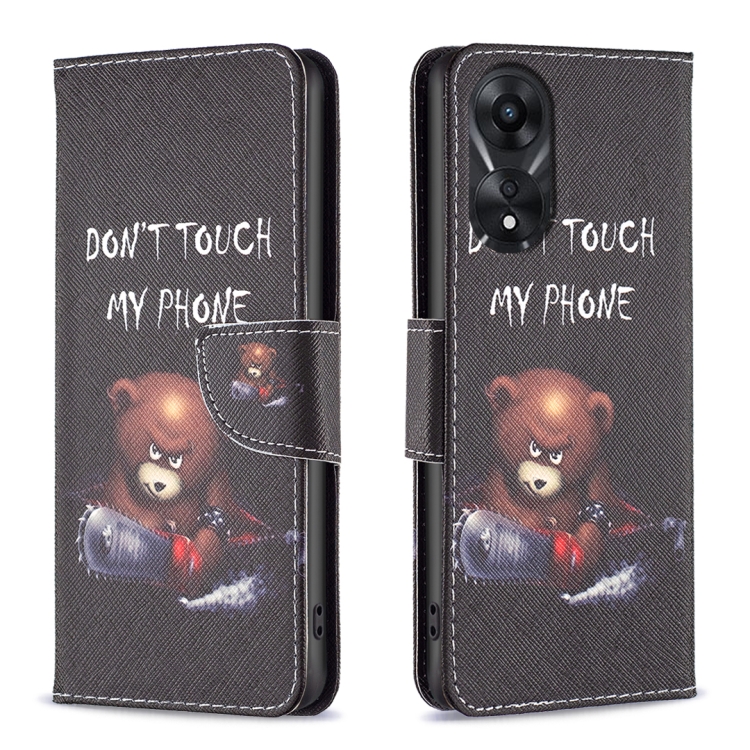 

For OPPO A78 5G Colored Drawing Pattern Leather Phone Case(Bear)