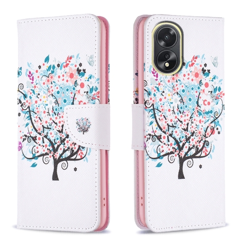 

For OPPO A38 4G Colored Drawing Pattern Leather Phone Case(Tree)