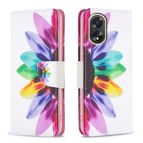 

For OPPO A38 4G Colored Drawing Pattern Leather Phone Case(Sun Flower)