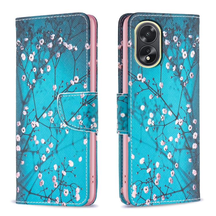 

For OPPO A38 4G Colored Drawing Pattern Leather Phone Case(Plum Blossom)