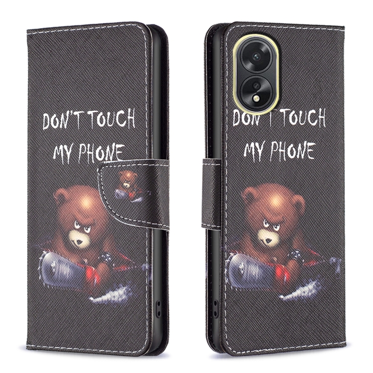 

For OPPO A38 4G Colored Drawing Pattern Leather Phone Case(Bear)