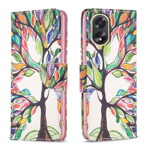 

For OPPO A38 4G Colored Drawing Pattern Leather Phone Case(Tree Life)